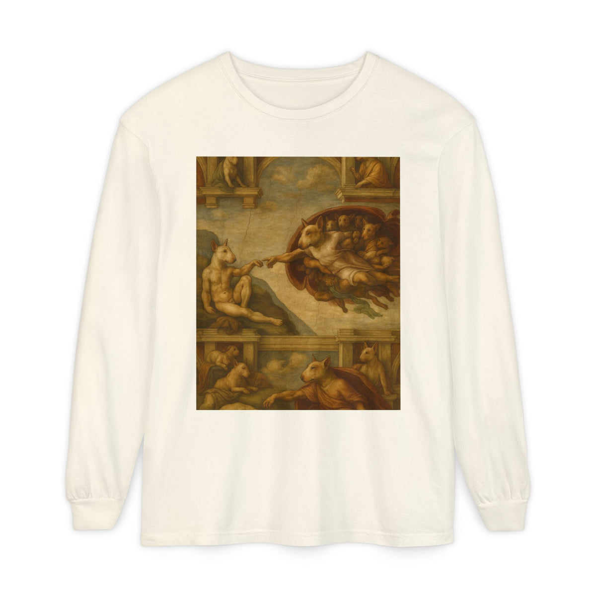 Bull Terrier The Creation of Adam — after Michelangelo, 1512 | Long Sleeve