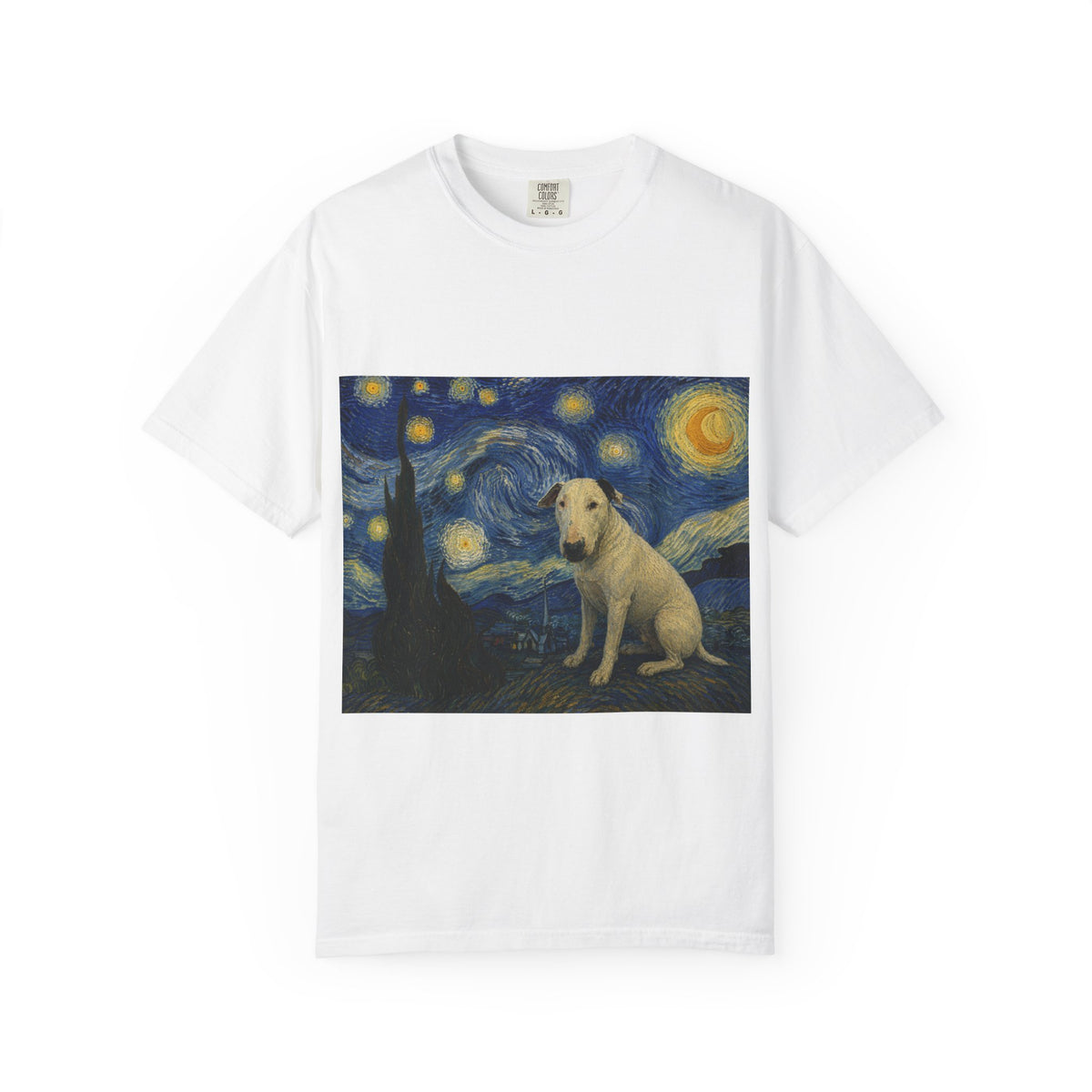 Bull Terrier The Starry Night — after Vincent van Gogh, 1889 | Garment-Dyed Tee