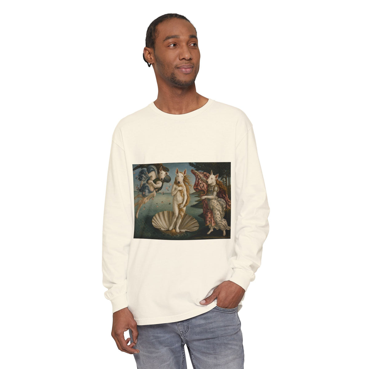 Bull Terrier The Birth of Venus — after Sandro Botticelli, c.1485 | Long Sleeve