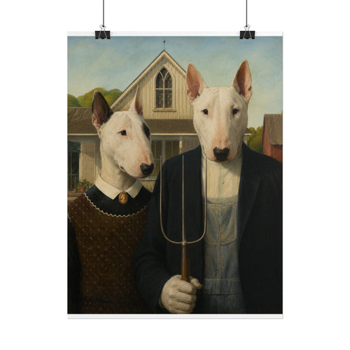 Bull Terrier American Gothic — after Grant Wood, 1930 | Print