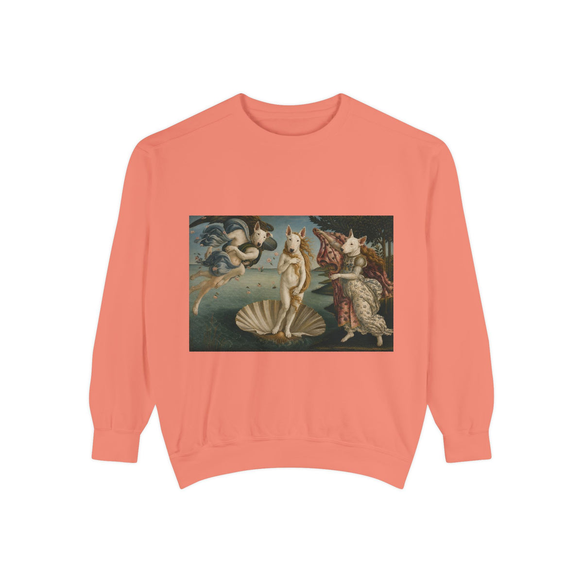 Bull Terrier The Birth of Venus — after Sandro Botticelli, c.1485 | Crewneck
