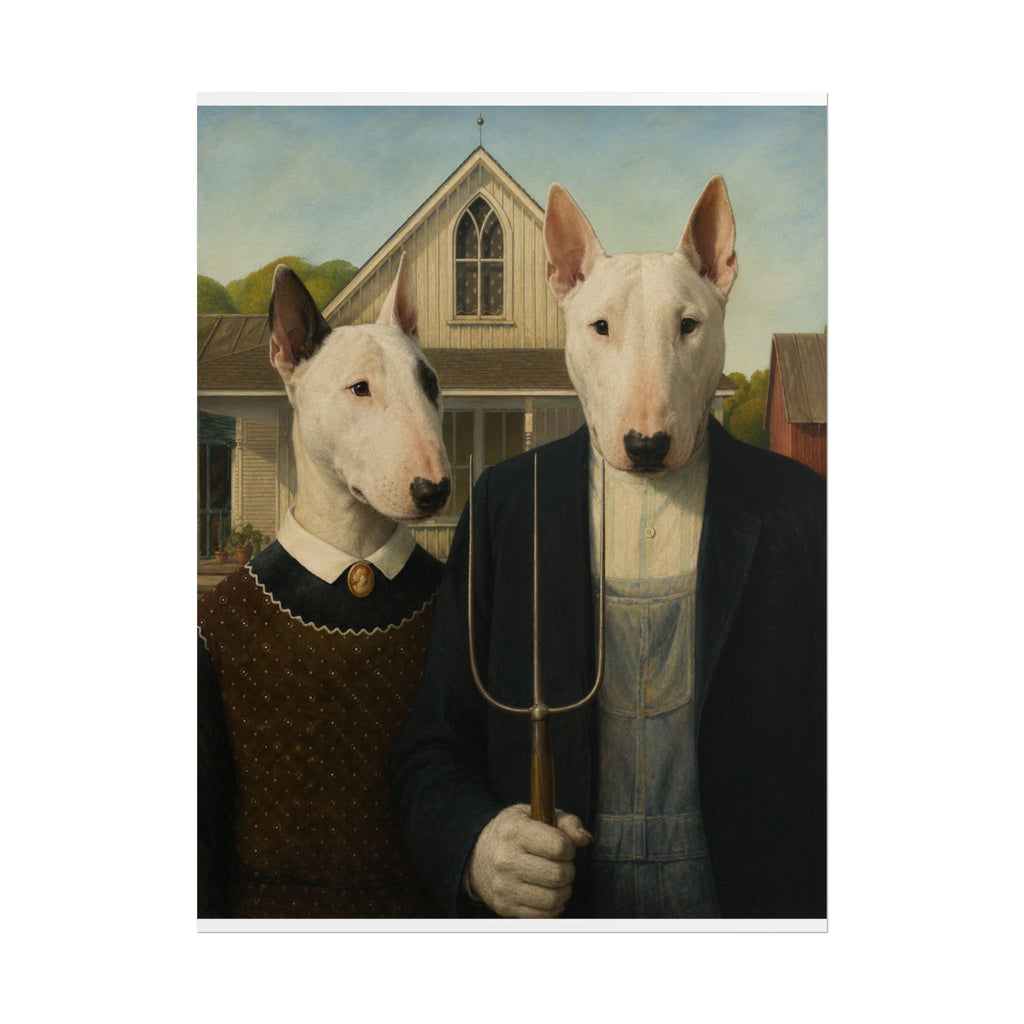 Bull Terrier American Gothic — after Grant Wood, 1930 | Print