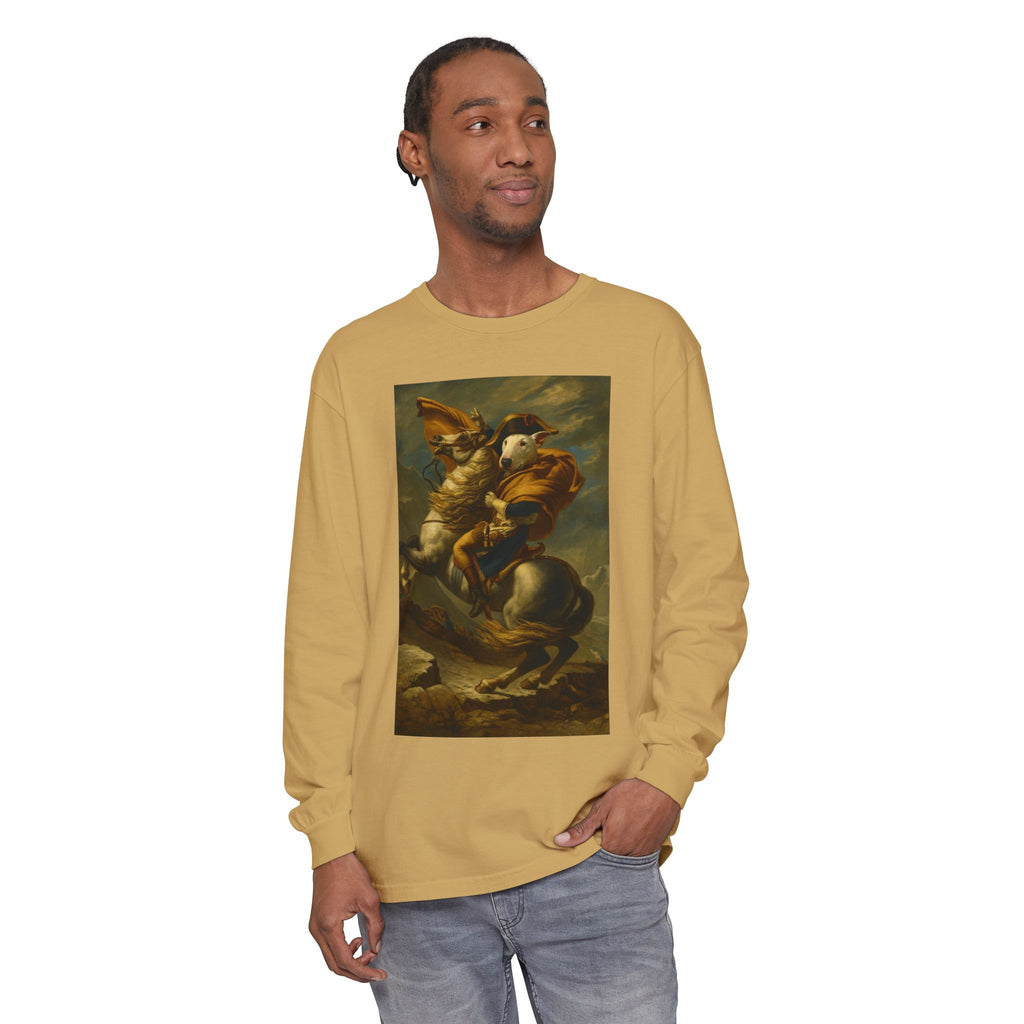 Bull Terrier Napoleon Crossing the Alps — after Jacques-Louis David, 1801 | Long Sleeve