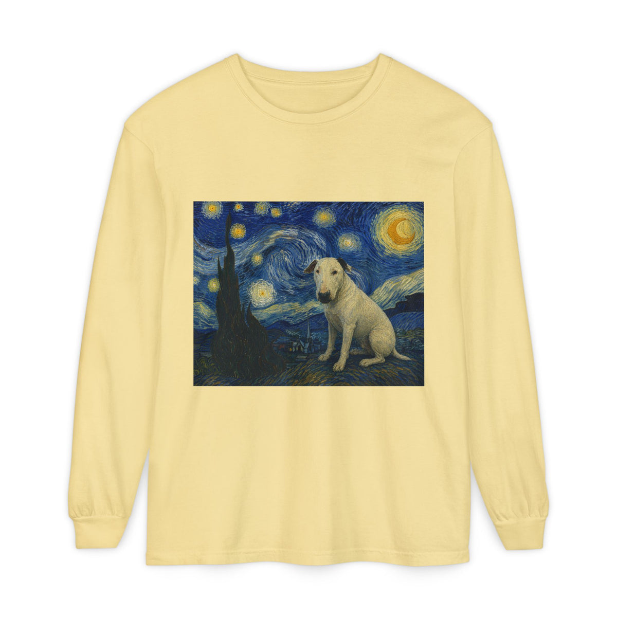 Bull Terrier The Starry Night — after Vincent van Gogh, 1889 | Long Sleeve