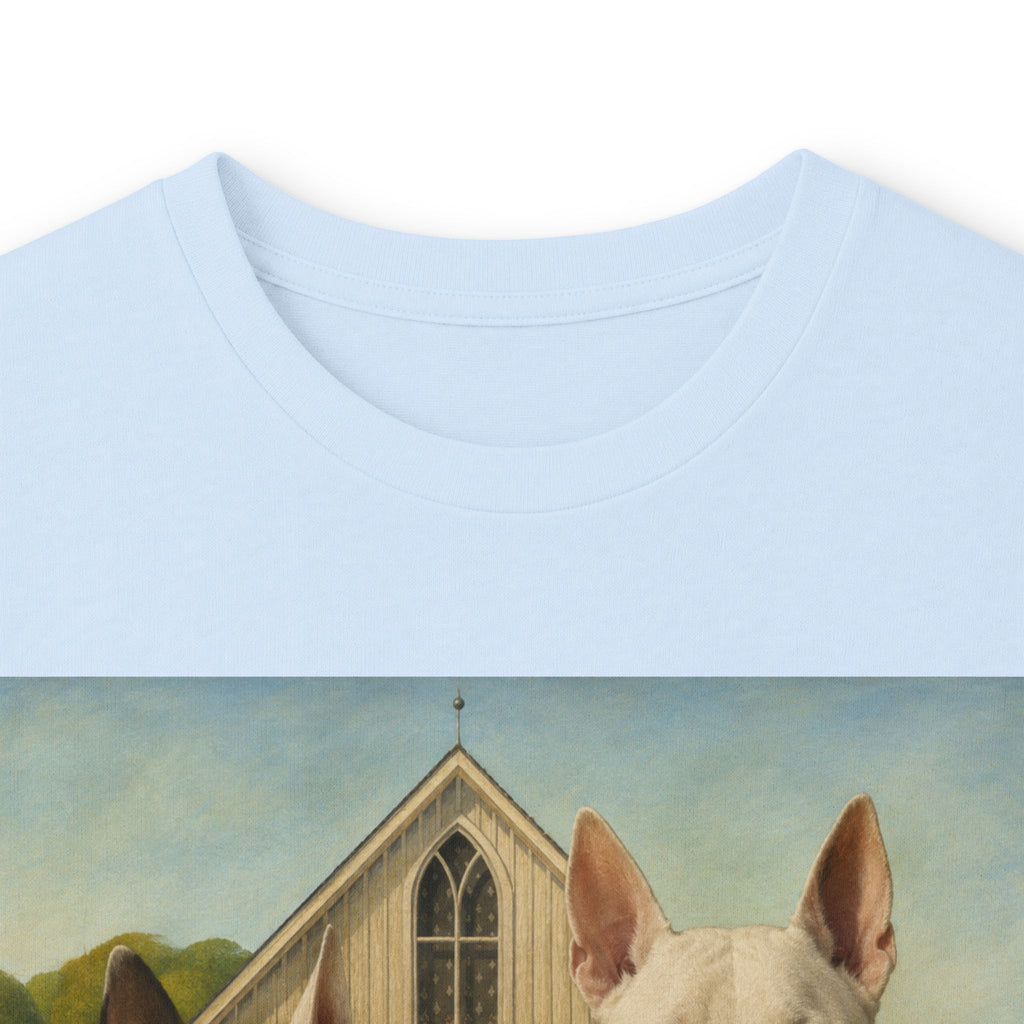 Bull Terrier American Gothic — after Grant Wood, 1930 | Long Sleeve
