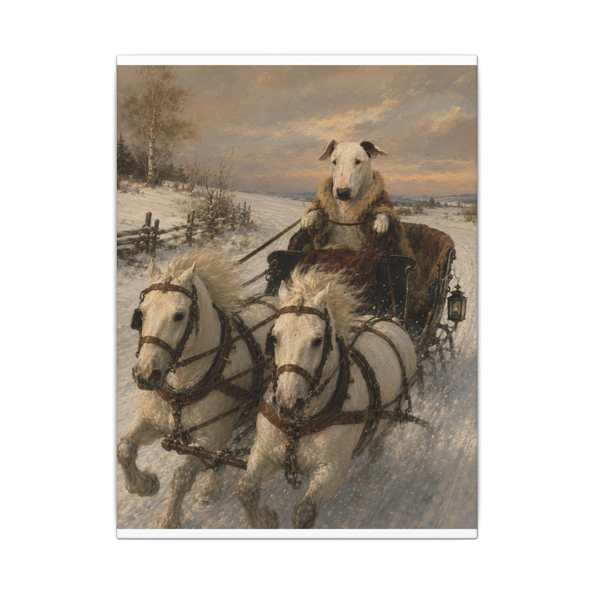 Bull Terrier Sleigh Ride — after Alfred Wierusz-Kowalski, c.1890 | Canvas