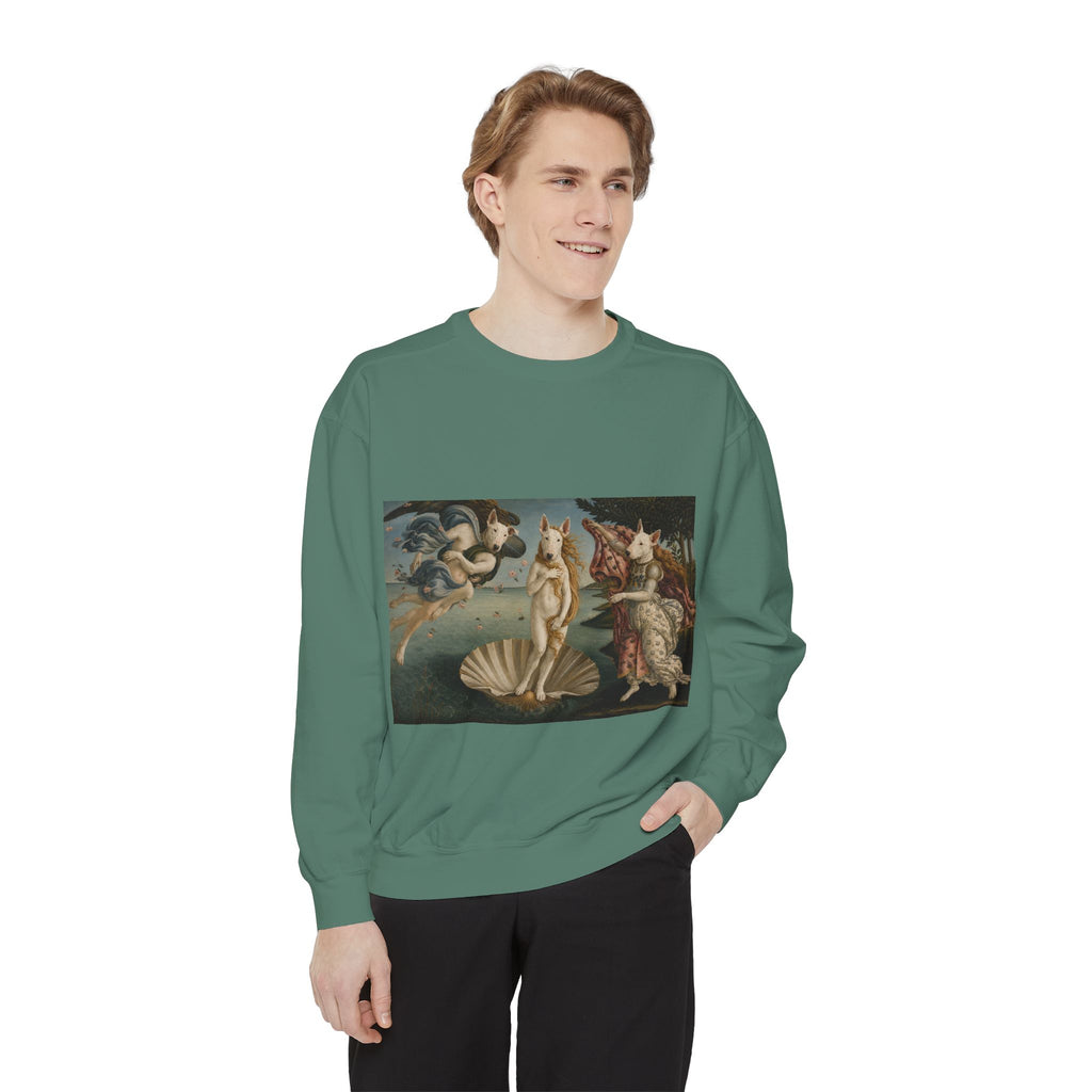 Bull Terrier The Birth of Venus — after Sandro Botticelli, c.1485 | Crewneck