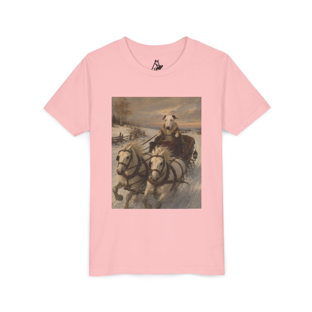 Bull Terrier Sleigh Ride — after Alfred Wierusz-Kowalski, c.1890 | Youth Tee
