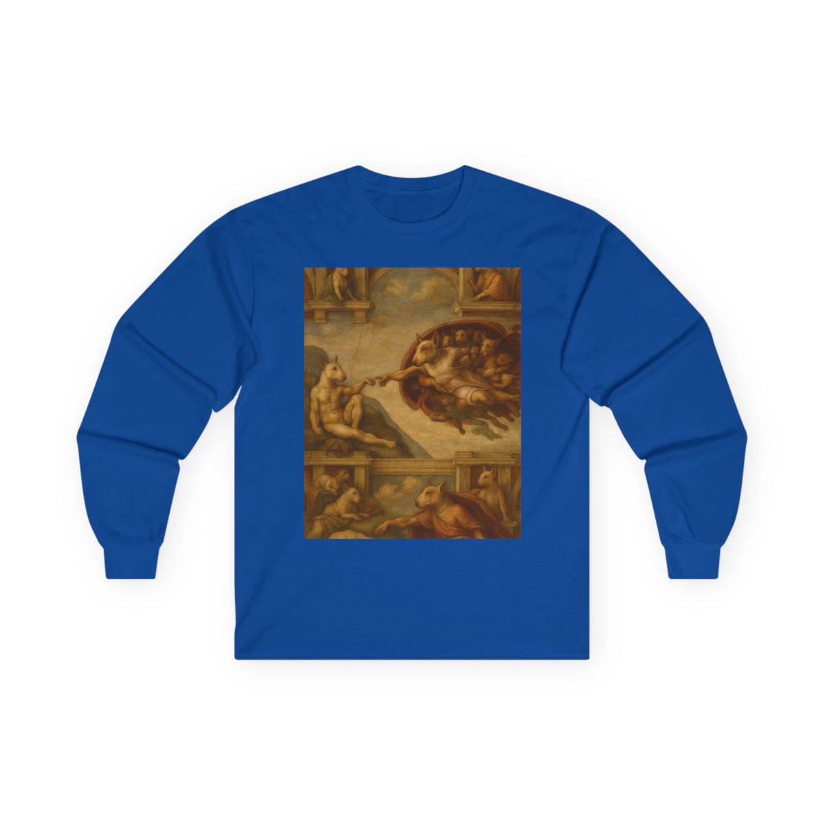 Bull Terrier The Creation Of Adam — after Michelangelo, 1512 | Long Sleeve