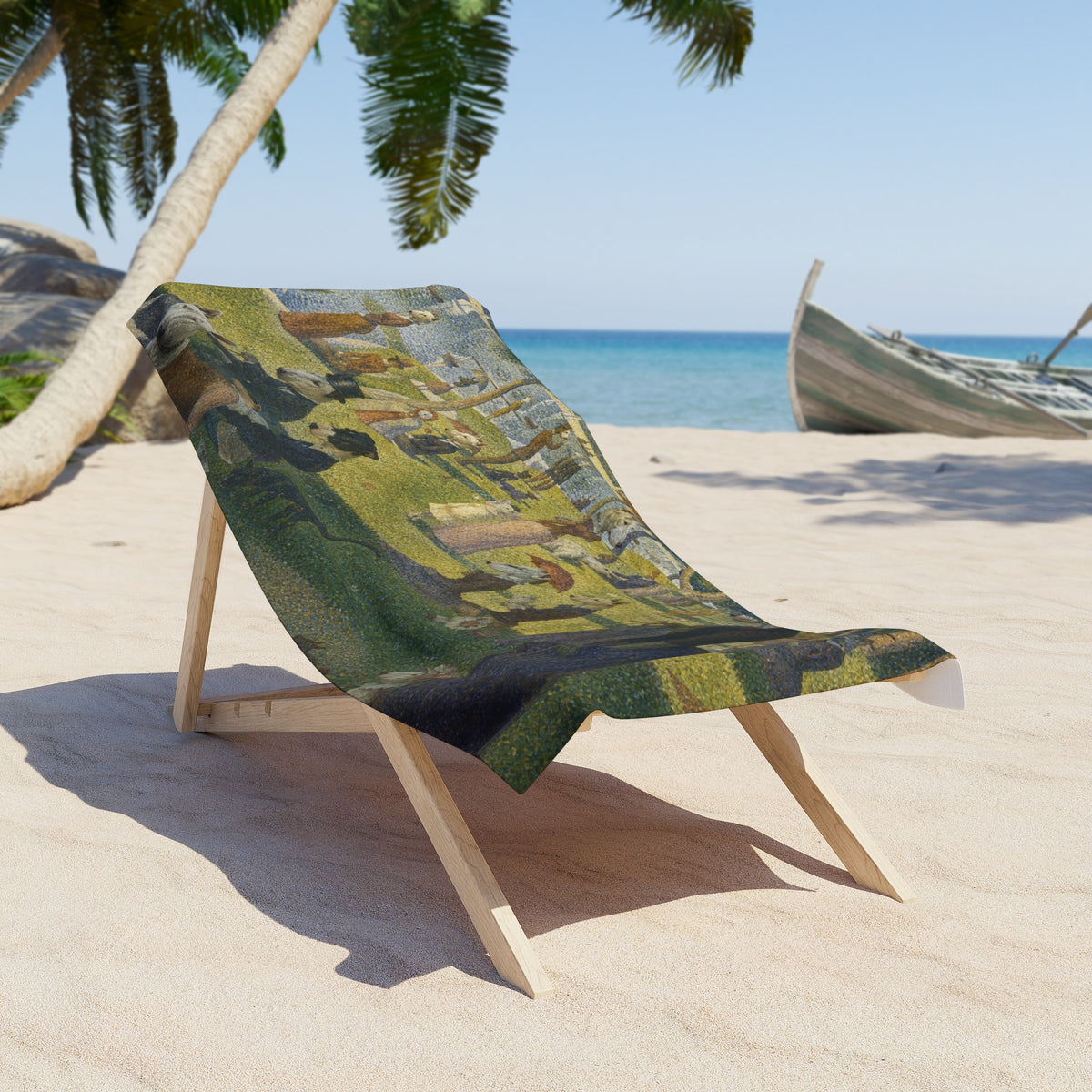 Bull Terrier A Sunday Afternoon on La Grande Jatte — after Georges Seurat, 1886 | Beach Towel