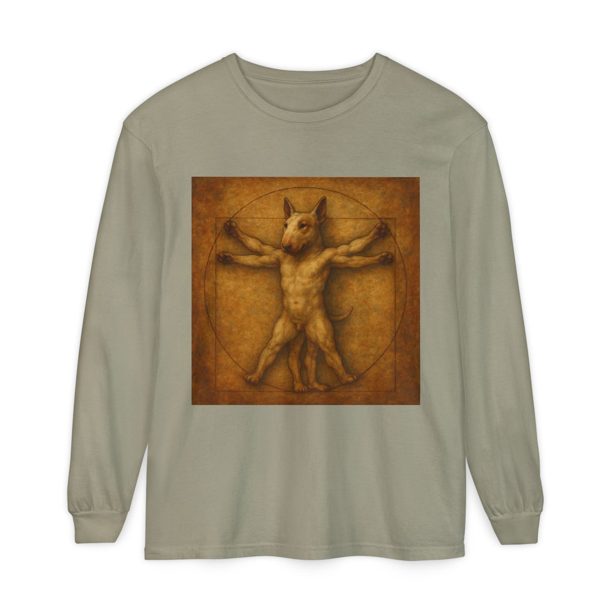 Bull Terrier Vitruvian Man — after Leonardo da Vinci, c.1490 | Long Sleeve