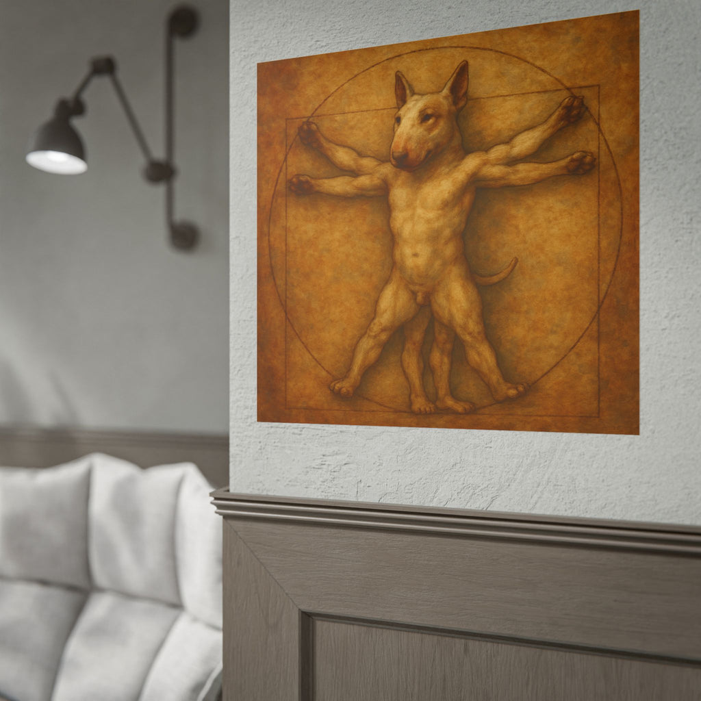 Bull Terrier Vitruvian Man — after Leonardo da Vinci, c.1490 | Poster
