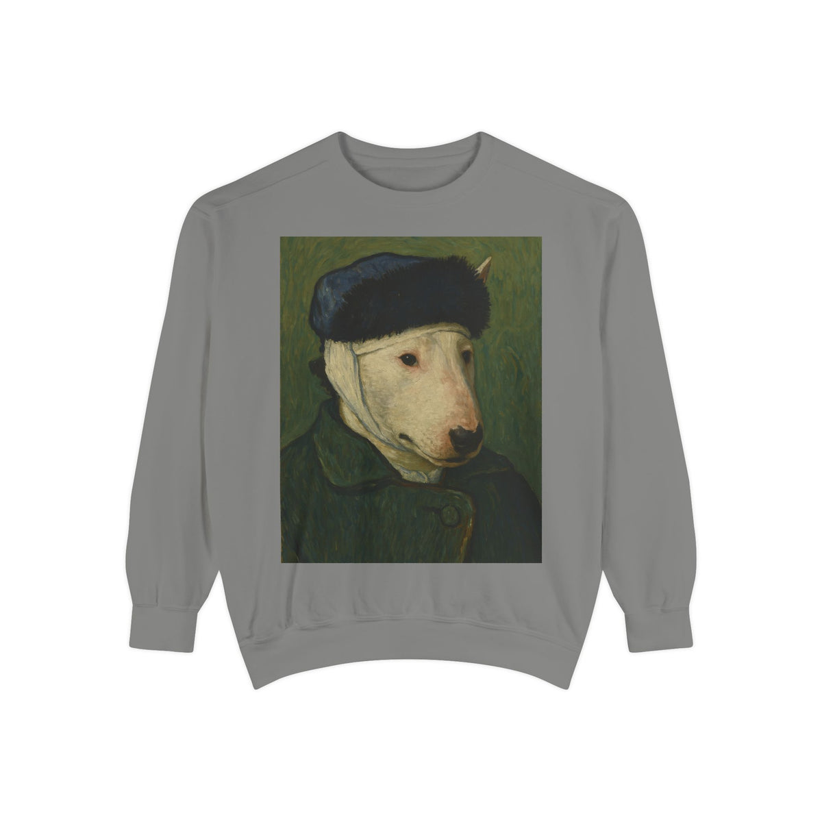 Bull Terrier Self-Portrait with Bandaged Ear — after Vincent van Gogh, 1889 | Crewneck