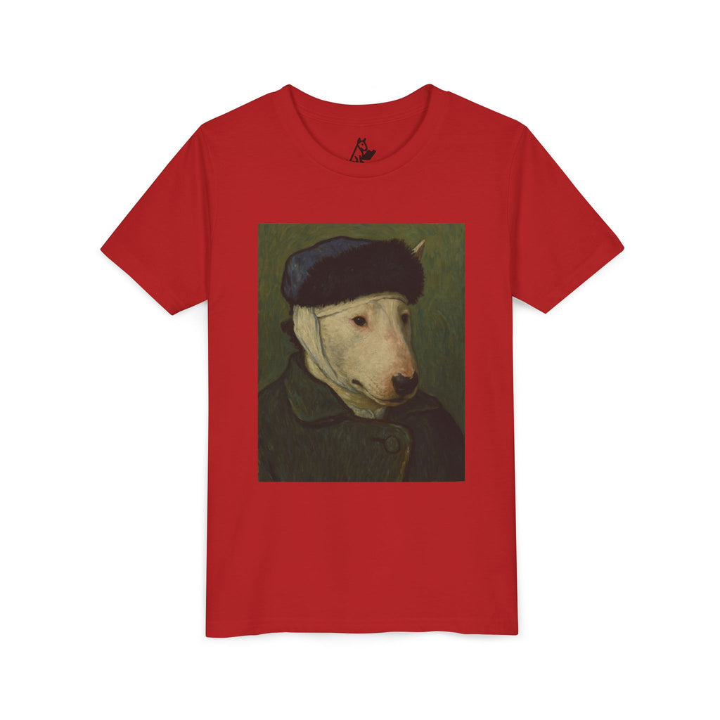 Bull Terrier Self-Portrait with Bandaged Ear — after Vincent van Gogh, 1889 | Youth Tee