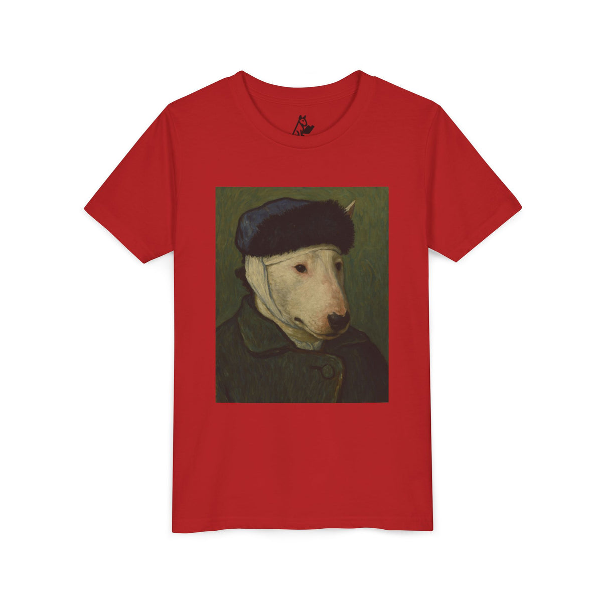 Bull Terrier Self-Portrait with Bandaged Ear — after Vincent van Gogh, 1889 | Youth Tee