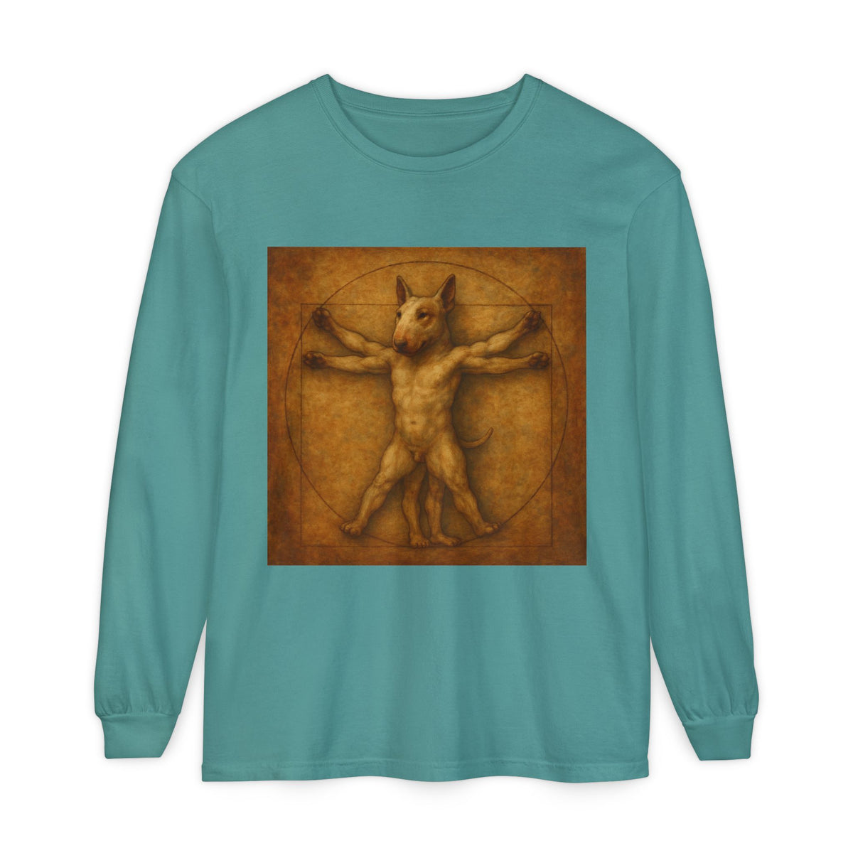 Bull Terrier Vitruvian Man — after Leonardo da Vinci, c.1490 | Long Sleeve