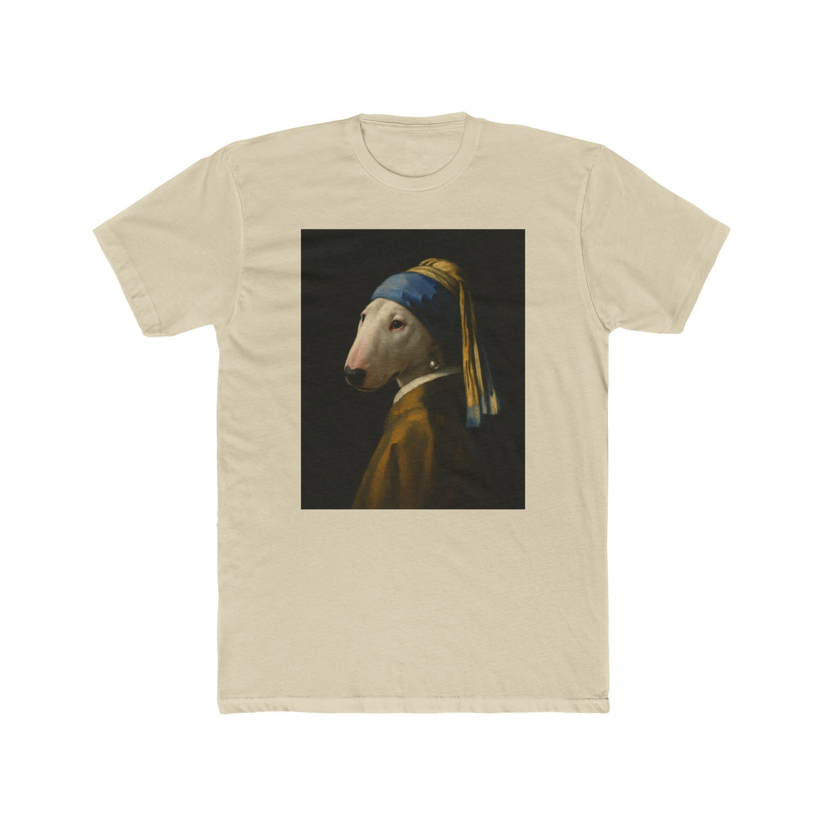 Bull Terrier Girl With A Pearl Earring — after Johannes Vermeer, c.1665 | Tee