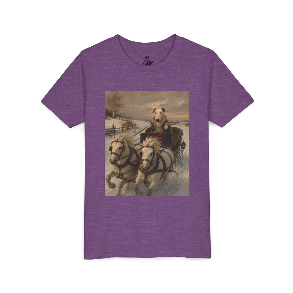 Bull Terrier Sleigh Ride — after Alfred Wierusz-Kowalski, c.1890 | Youth Tee