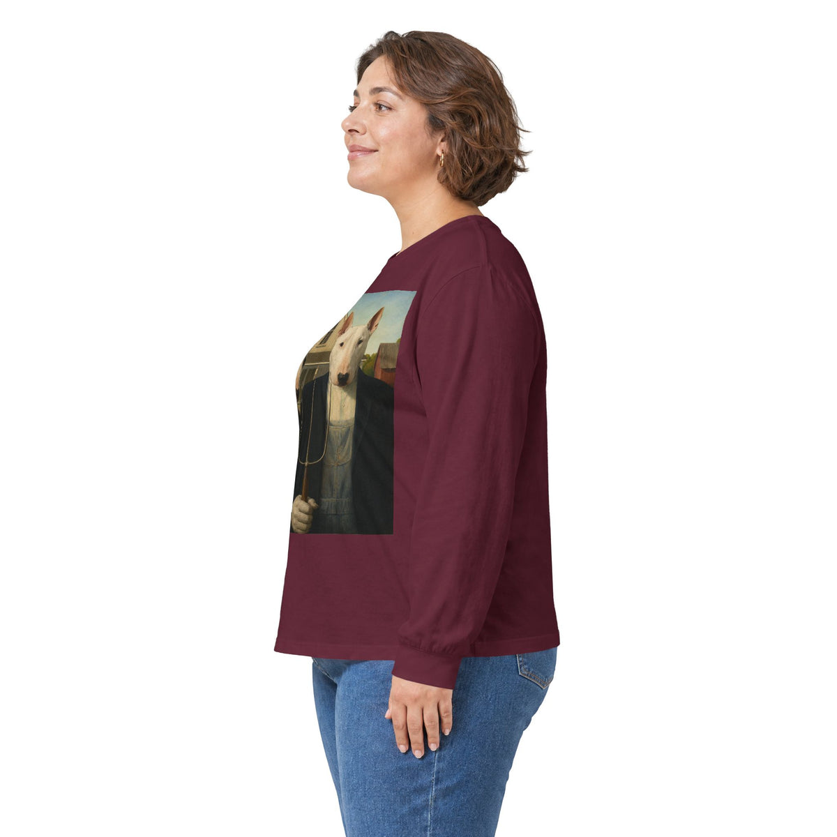 Bull Terrier American Gothic — after Grant Wood, 1930 | Long Sleeve