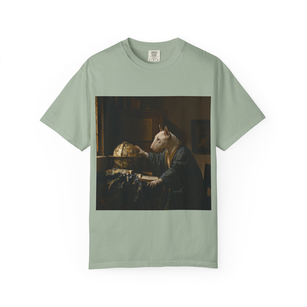Bull Terrier The Astronomer — after Johannes Vermeer, 1668 | Garment-Dyed Tee