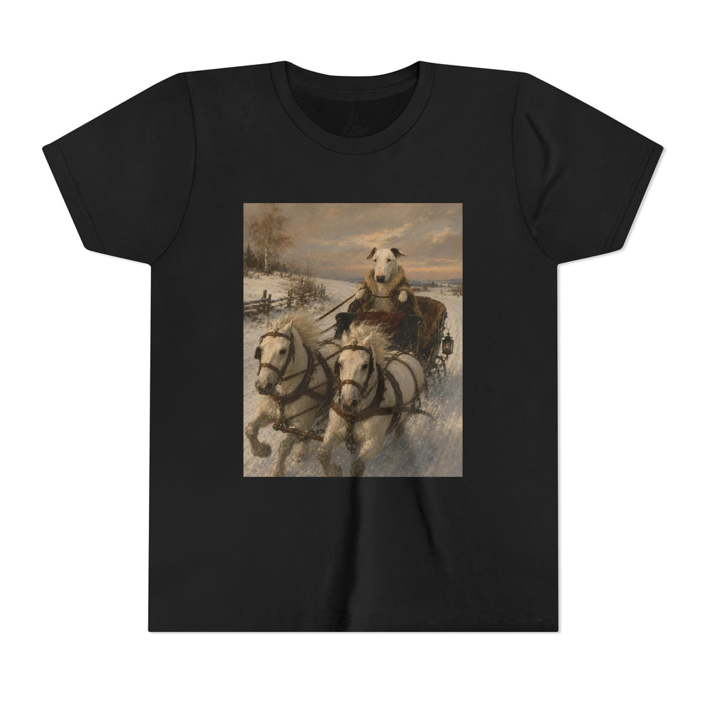 Bull Terrier Sleigh Ride — after Alfred Wierusz-Kowalski, c.1890 | Youth Tee