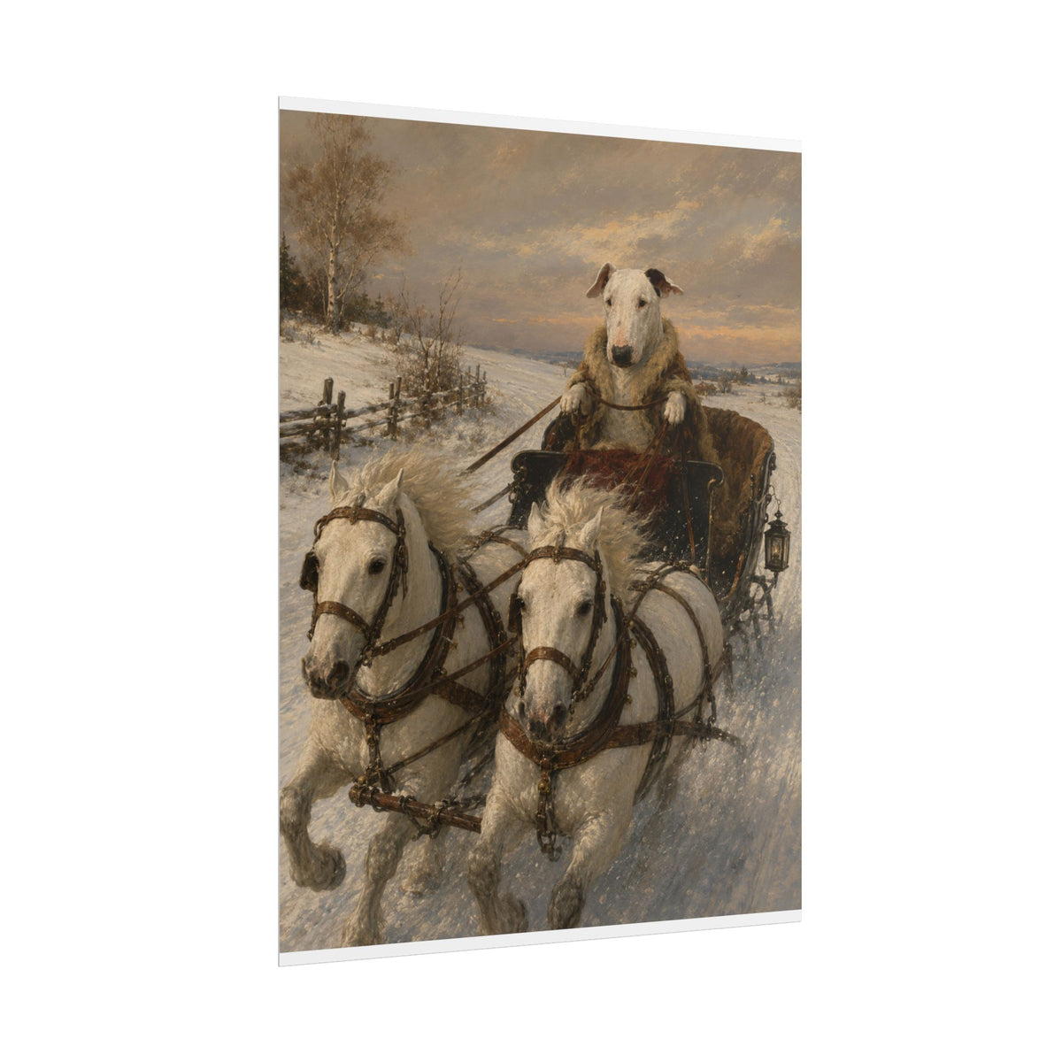 Bull Terrier Sleigh Ride — after Alfred Wierusz-Kowalski, c.1890 | Print