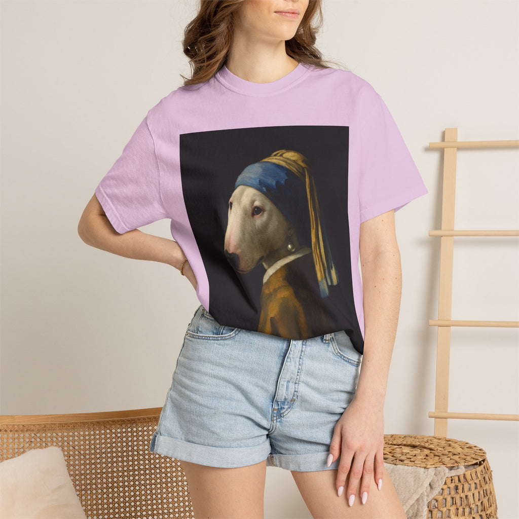 Bull Terrier Girl with a Pearl Earring — after Johannes Vermeer, c.1665 | Garment-Dyed Tee