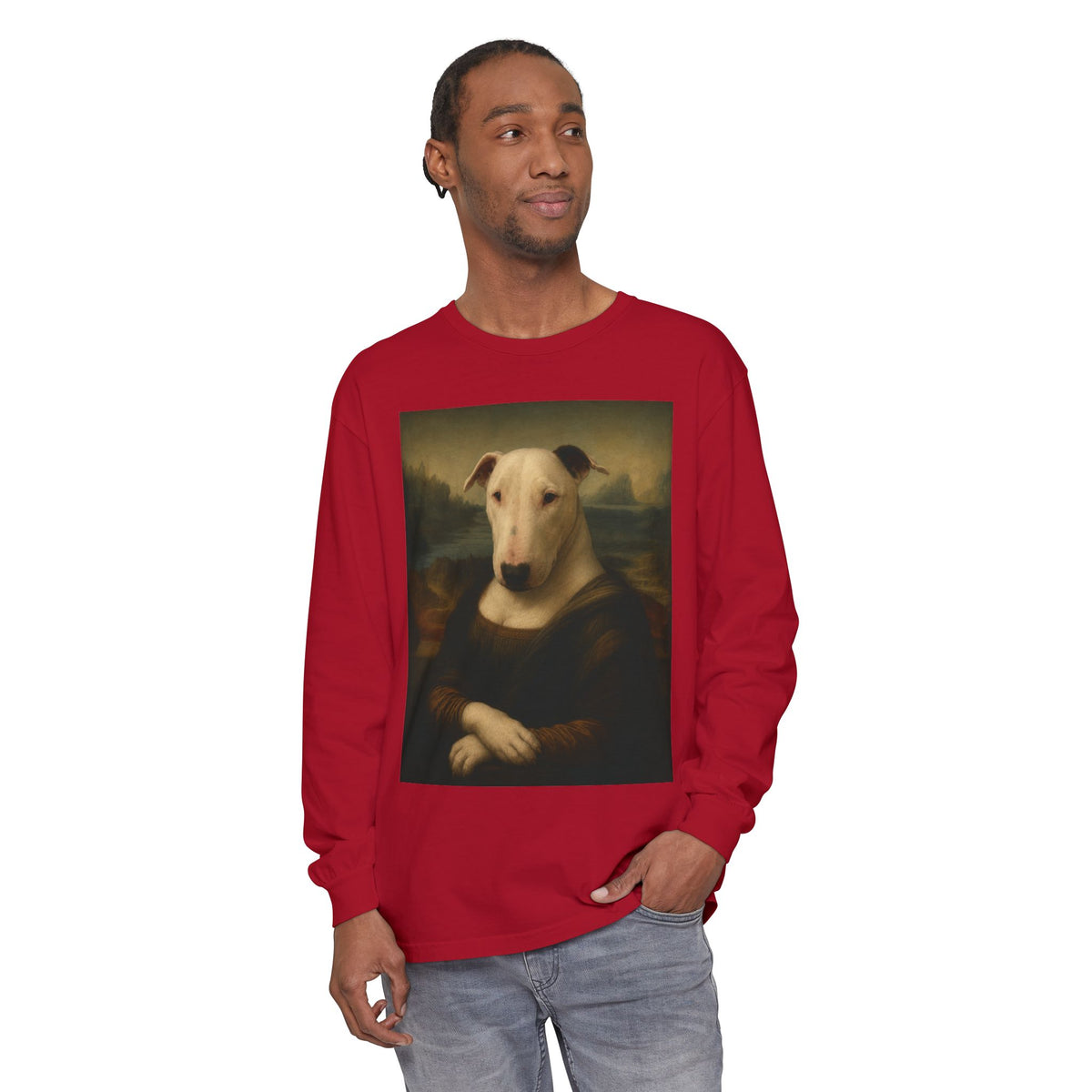 Bull Terrier Mona Lisa — after Leonardo da Vinci, c.1503 | Long Sleeve
