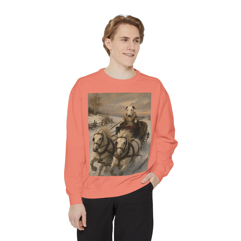 Bull Terrier Sleigh Ride — after Alfred Wierusz-Kowalski, c.1890 | Crewneck