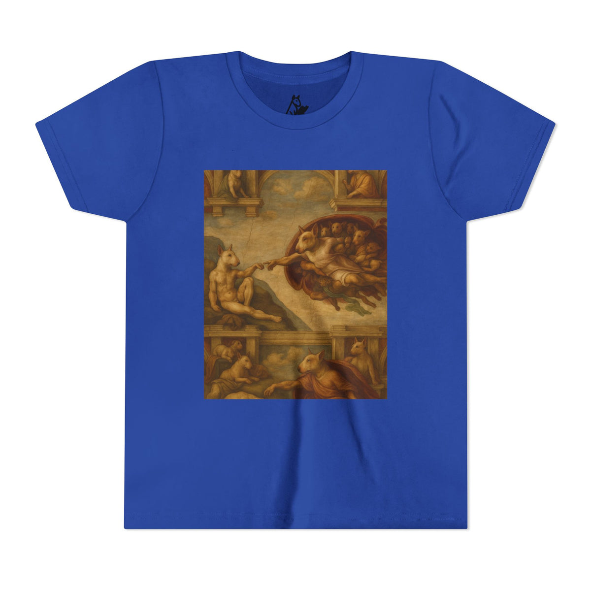 Bull Terrier The Creation of Adam — after Michelangelo, 1512 | Youth Tee
