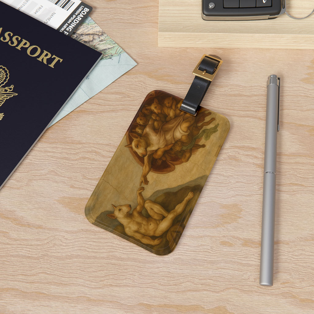 Bull Terrier The Creation of Adam — after Michelangelo, 1512 | Luggage Tag