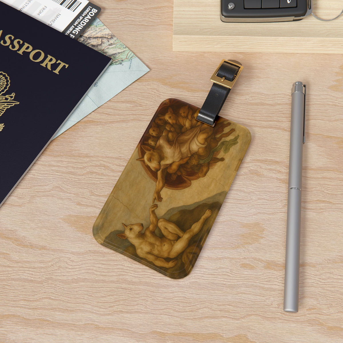 Bull Terrier The Creation of Adam — after Michelangelo, 1512 | Luggage Tag