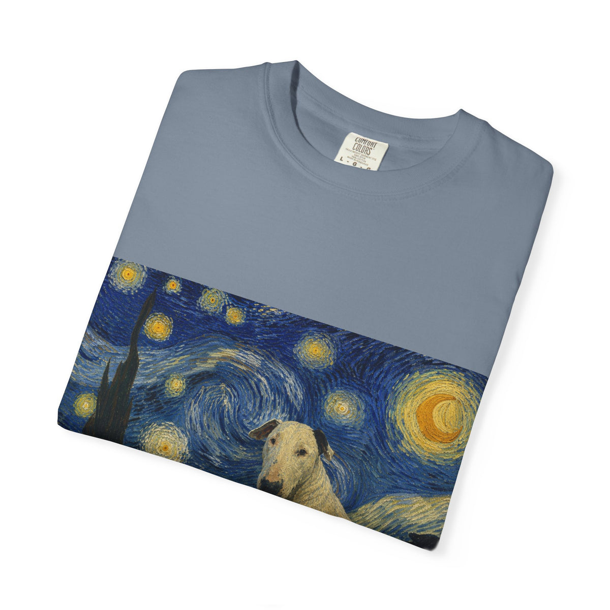 Bull Terrier The Starry Night — after Vincent van Gogh, 1889 | Garment-Dyed Tee