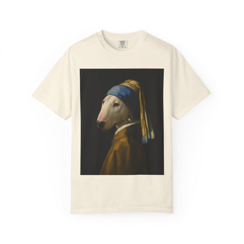 Bull Terrier Girl with a Pearl Earring — after Johannes Vermeer, c.1665 | Garment-Dyed Tee