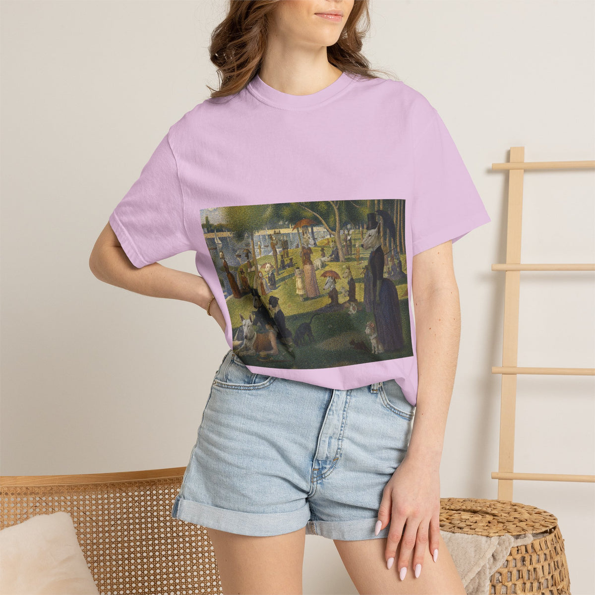 Bull Terrier A Sunday Afternoon on La Grande Jatte — after Georges Seurat, 1886 | Garment-Dyed Tee