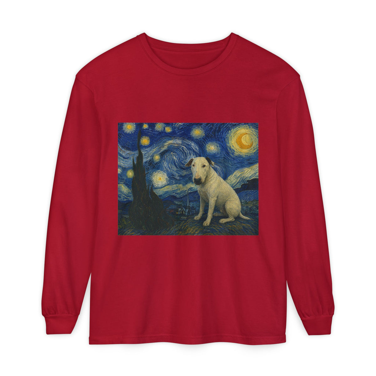Bull Terrier The Starry Night — after Vincent van Gogh, 1889 | Long Sleeve