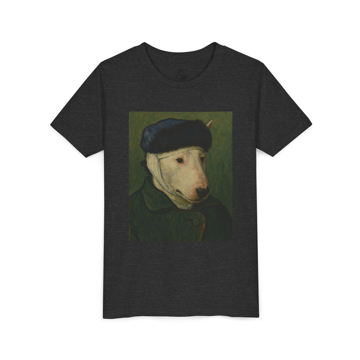 Bull Terrier Self-Portrait with Bandaged Ear — after Vincent van Gogh, 1889 | Youth Tee