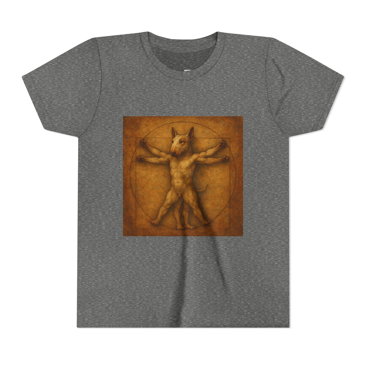 Bull Terrier Vitruvian Man — after Leonardo da Vinci, c.1490 | Youth Tee
