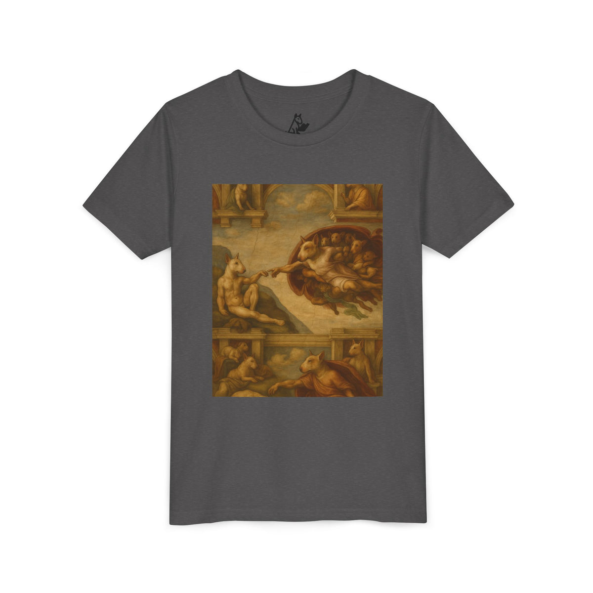 Bull Terrier The Creation of Adam — after Michelangelo, 1512 | Youth Tee