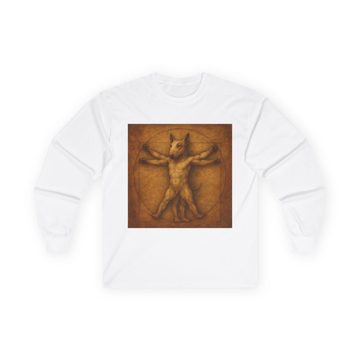 Bull Terrier Vitruvian Man — after Leonardo da Vinci, c.1490 | Long Sleeve