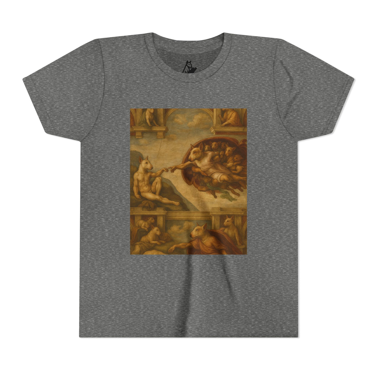 Bull Terrier The Creation of Adam — after Michelangelo, 1512 | Youth Tee