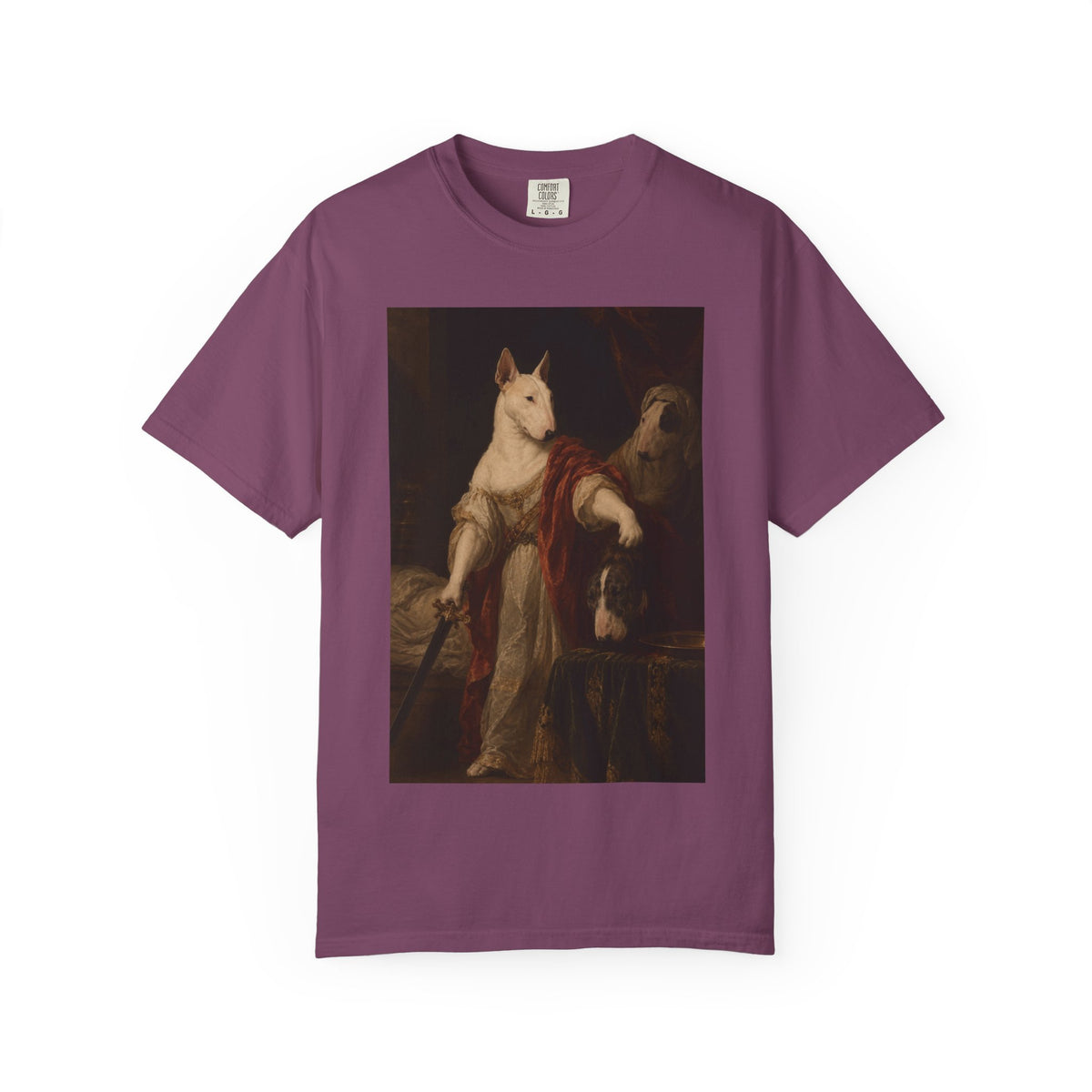 Bull Terrier Judith with the Head of Holofernes — after David Teniers the Younger, 1650s | Garment-Dyed Tee