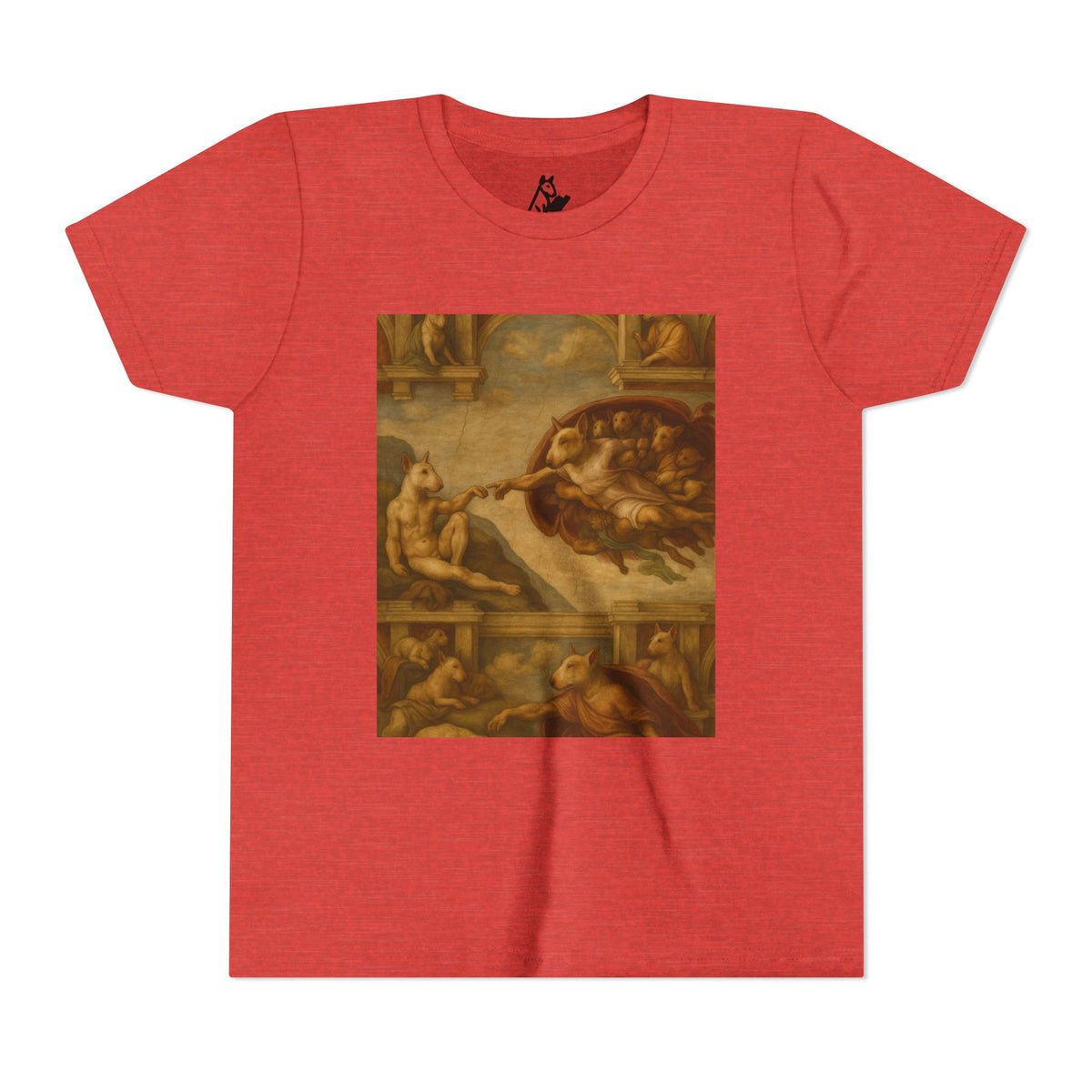 Bull Terrier The Creation of Adam — after Michelangelo, 1512 | Youth Tee