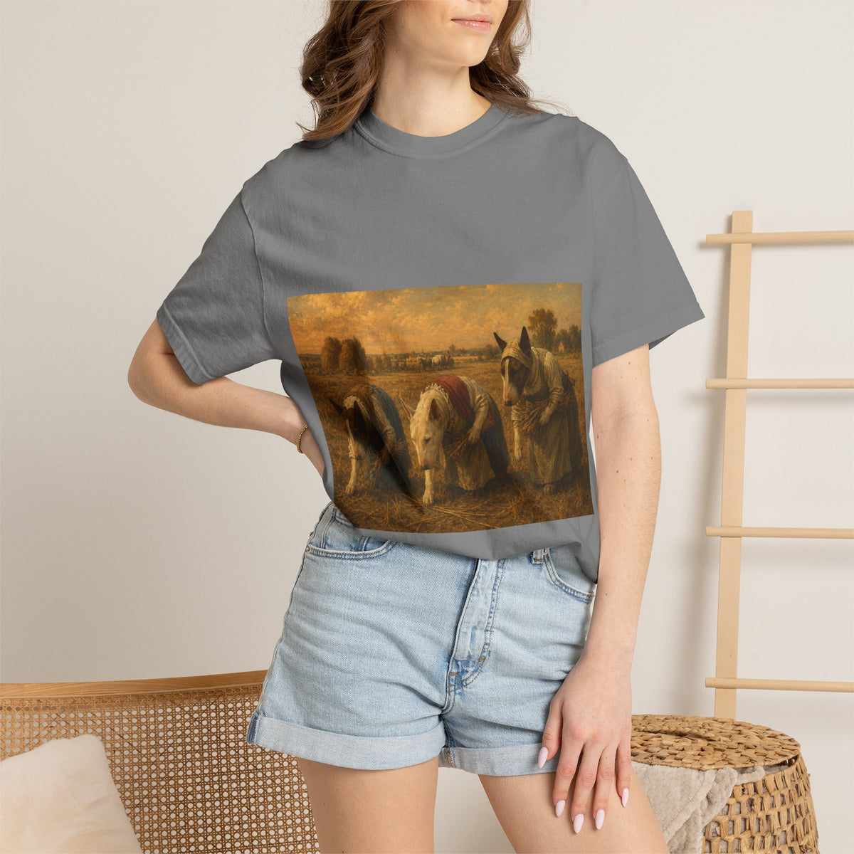 Bull Terrier The Gleaners — after Jean-Francois Millet, 1857 | Garment-Dyed Tee