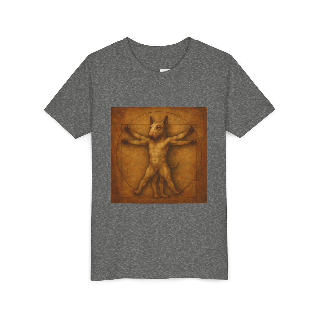 Bull Terrier Vitruvian Man — after Leonardo da Vinci, c.1490 | Youth Tee
