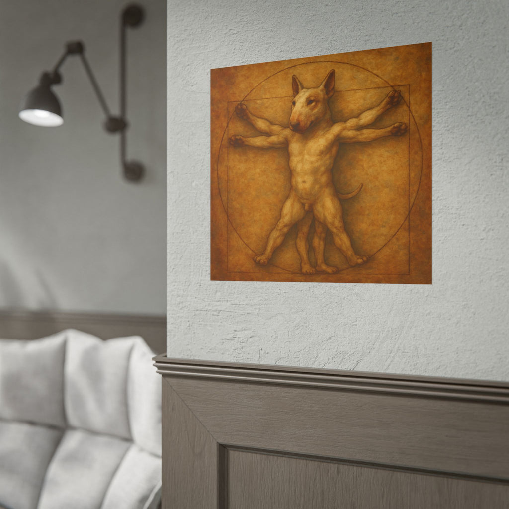 Bull Terrier Vitruvian Man — after Leonardo da Vinci, c.1490 | Poster