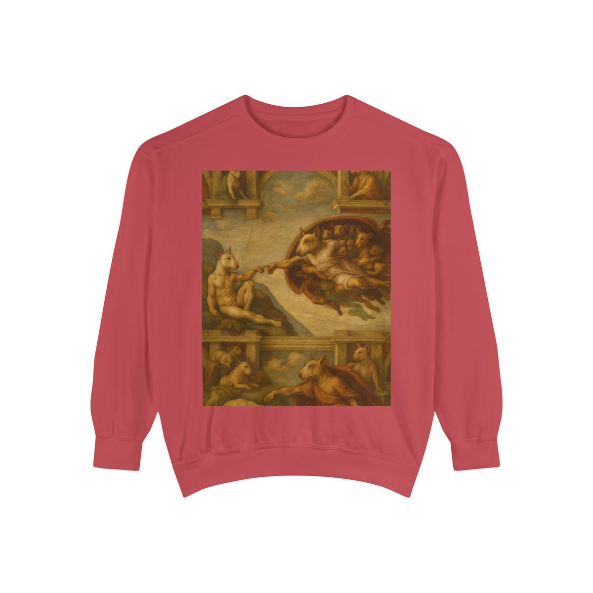 Bull Terrier The Creation of Adam — after Michelangelo, 1512 | Crewneck