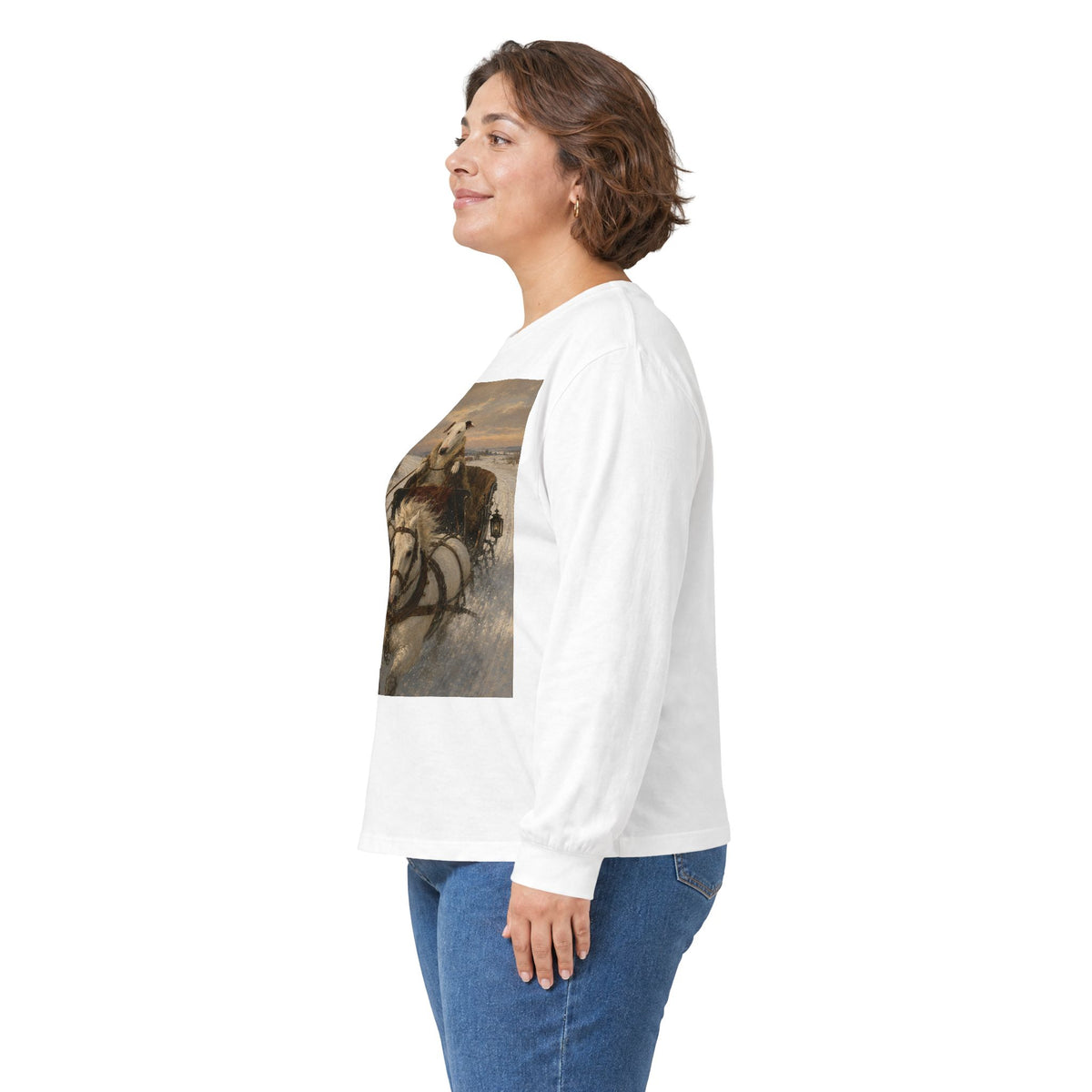 Bull Terrier Sleigh Ride — after Alfred Wierusz-Kowalski, c.1890 | Long Sleeve