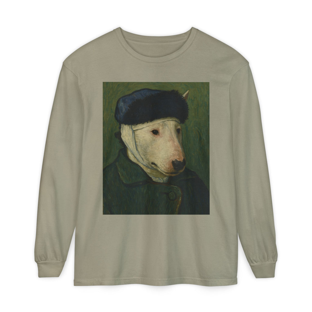 Bull Terrier Self-Portrait with Bandaged Ear — after Vincent van Gogh, 1889 | Long Sleeve
