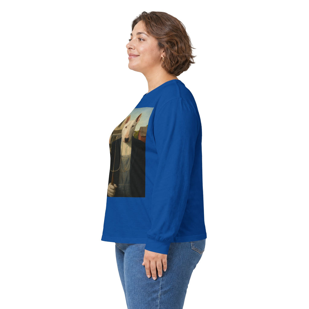 Bull Terrier American Gothic — after Grant Wood, 1930 | Long Sleeve